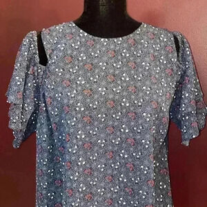 Michael Michael Kors Women’s XL Navy Open Shoulder Short Sleeve Top